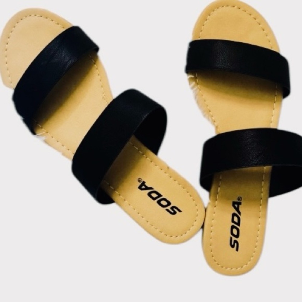 NEW SODA Women’s comfy double strap Slip On Slide Sandals size 6 AND 6.5